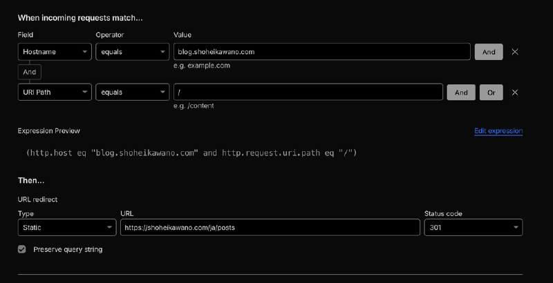 screenshot-cloudflare-redirect-rules-console